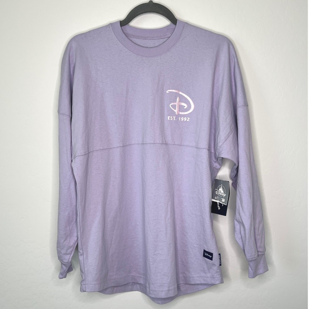 Disney Spirit Jersey Women XS Purple Disneyland Paris Puff Print Long Sleeve